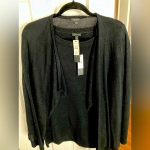 Talbots Dark Navy Linen Swing Front Sweater Set